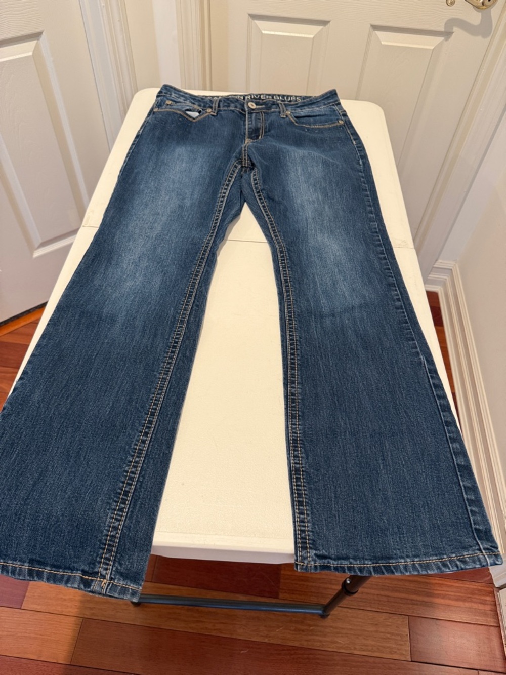 Autumn Boot Cut Jeans Dark Blue Wash Embroidered 12 Light Bling Back to School